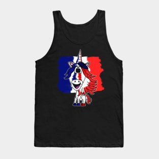 Bastille Day 14 July French Unicorn Tricolore Funny Tank Top